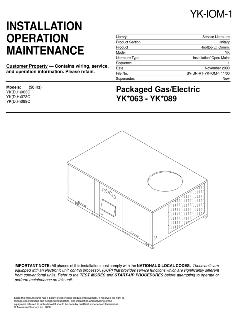 American Standard YKD063C Installation operation & maintenance American Standard YKD063C Installation operation & maintenance