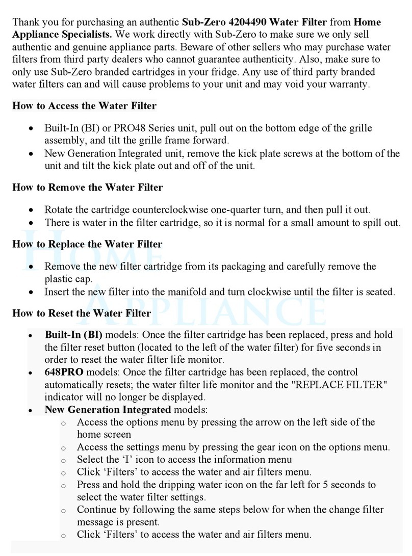 Sub-Zero 4204490 User manual