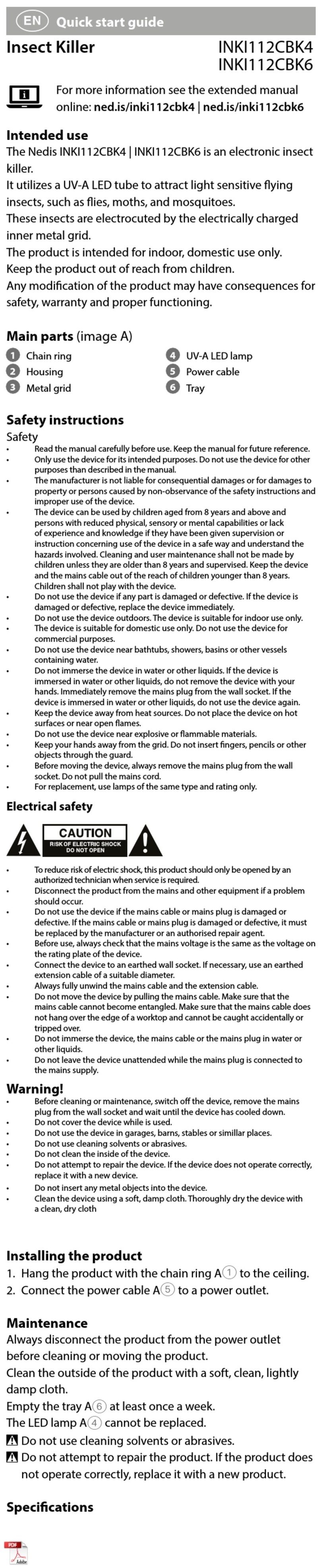 NED INKI112CBK4 quick start guide