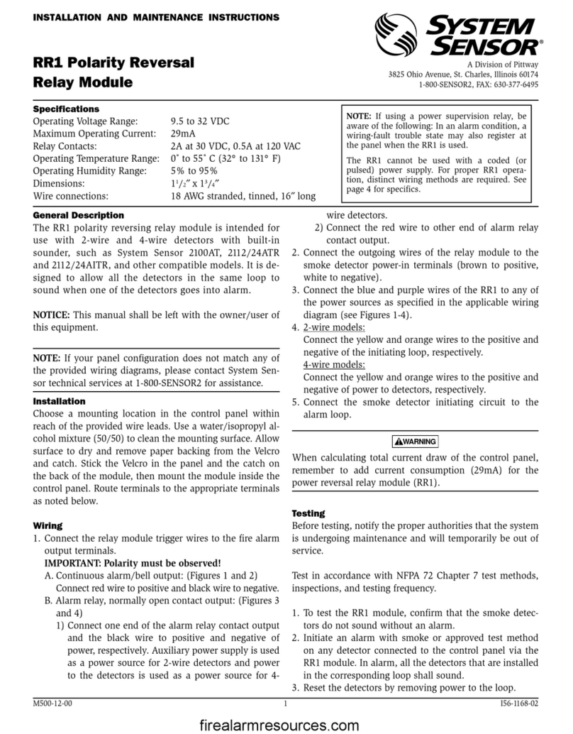 System Sensor RR1 User manual