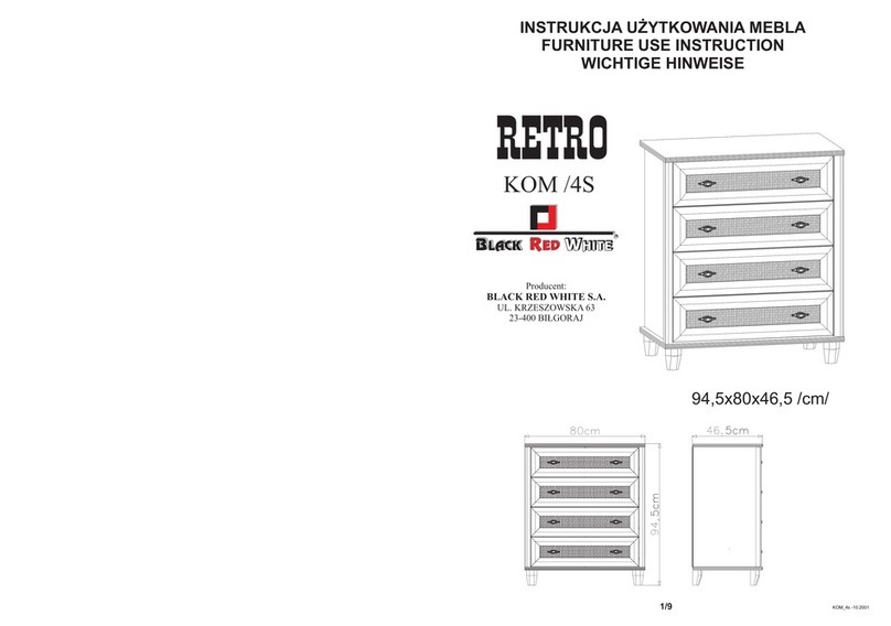 BLACK RED WHITE RETRO KOM/4S Furniture Use Instruction