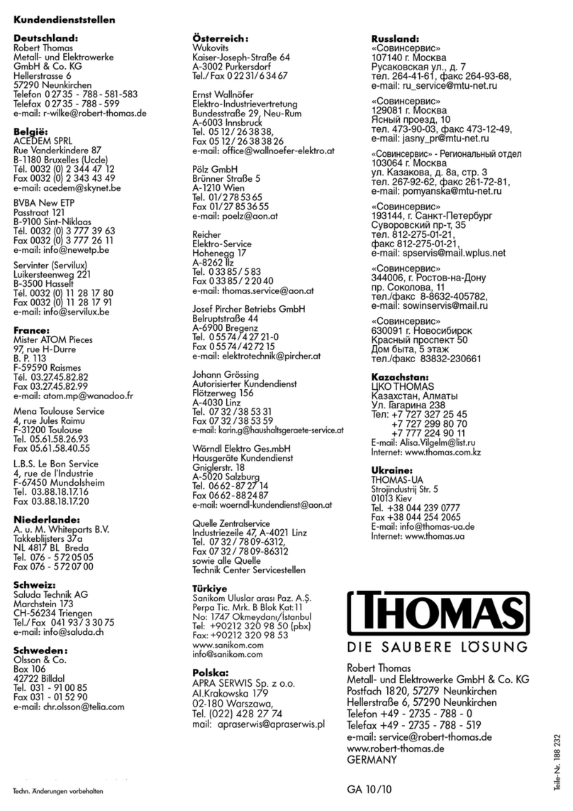 Thomas HYGIENE t2 User manual