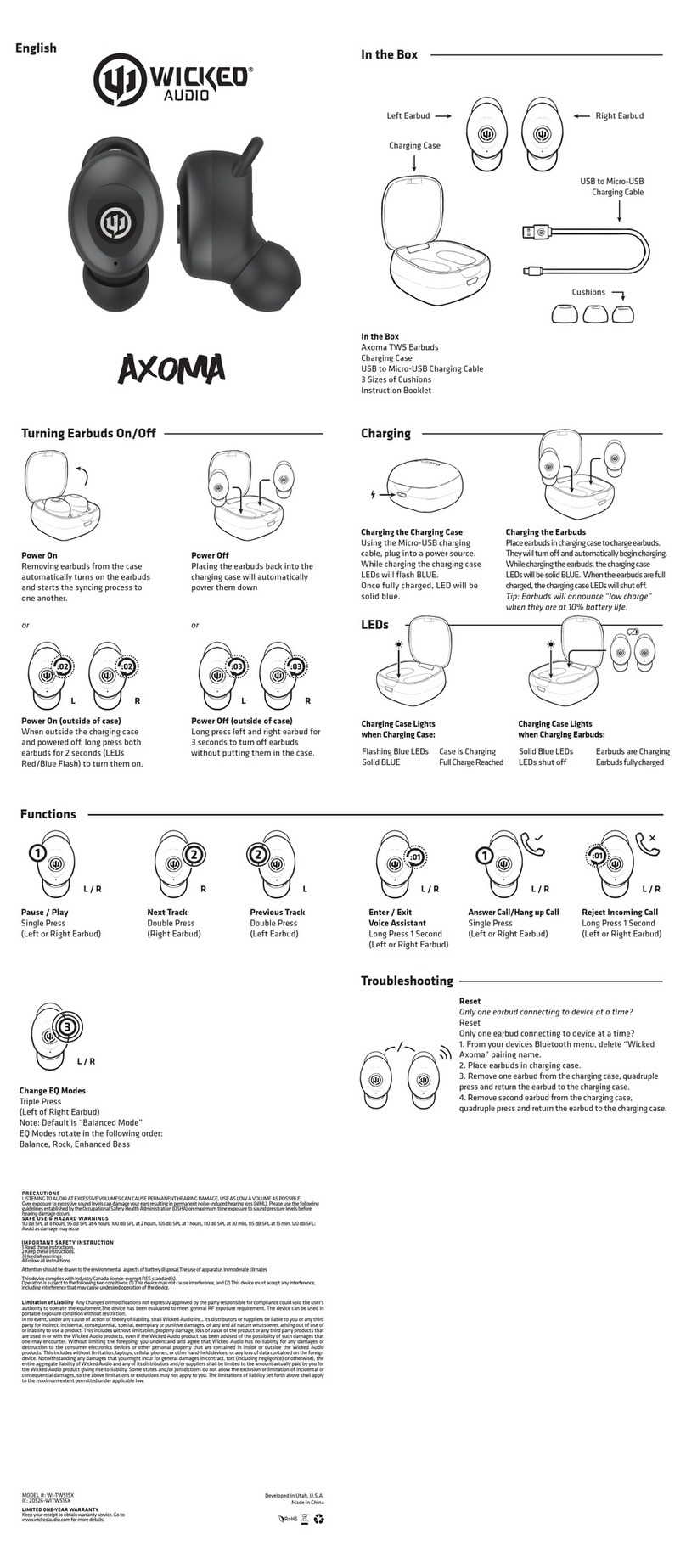 WICKED AUDIO Axoma User manual