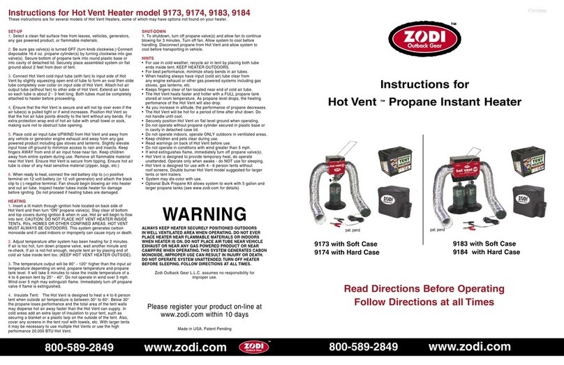 Zodi Hot Vent 9173 instructions