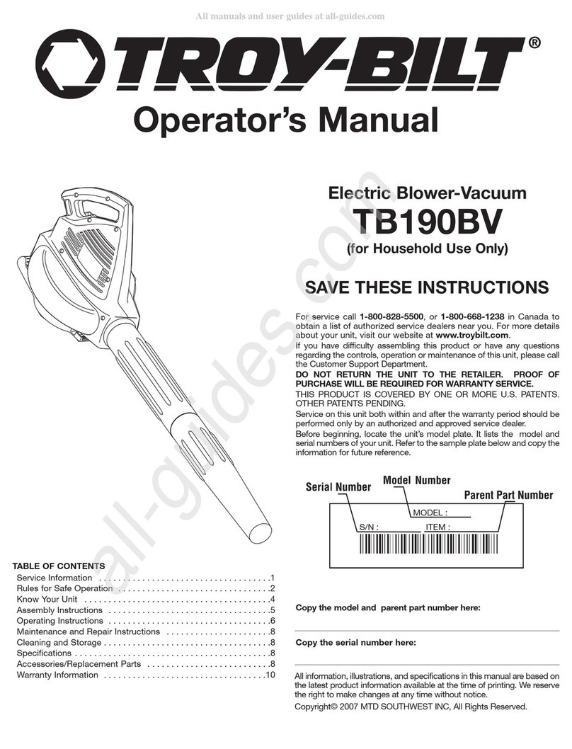 Troy-Bilt TB190BV User manual