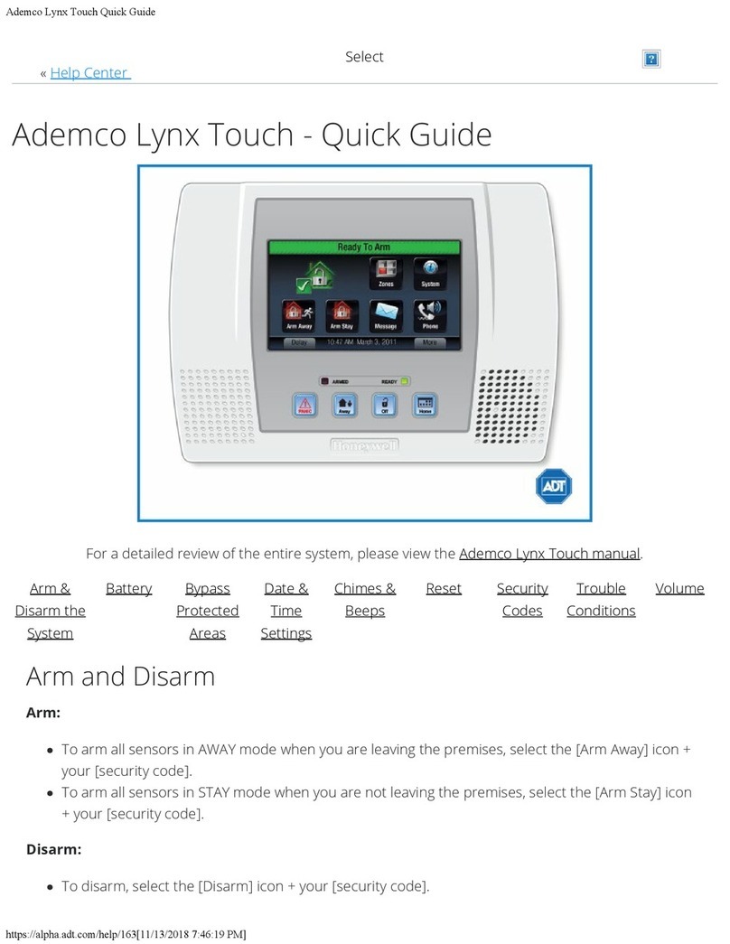 Honeywell Ademco Lynx Touch User manual