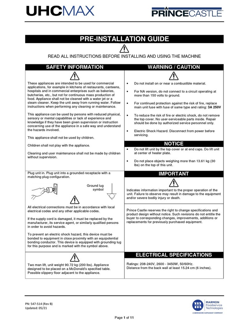 Prince Castle UHCMAX User manual Prince Castle UHCMAX User manual