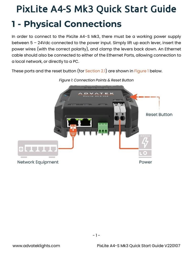 Advatek Lights PixLite A4-S Mk3 quick start guide