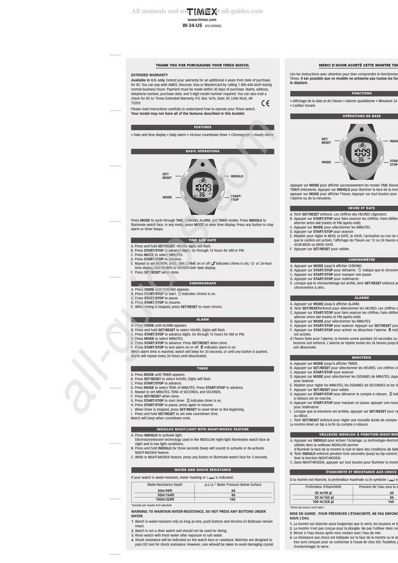 Timex W-34-US User manual
