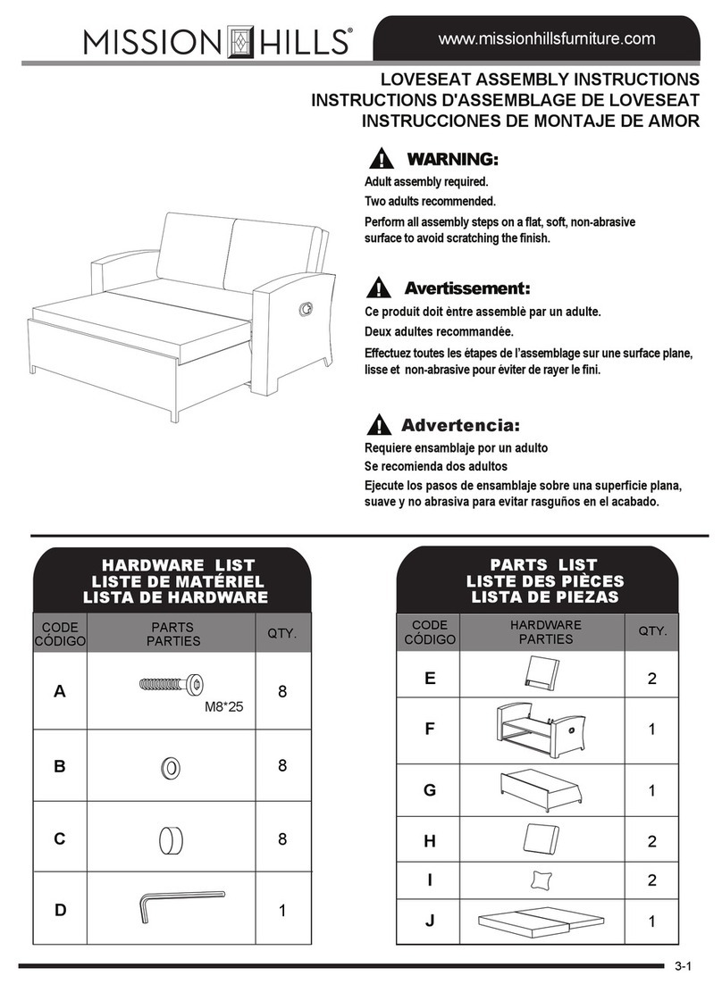 Mission Hills LOVESEAT Assembly instructions Mission Hills LOVESEAT Assembly instructions