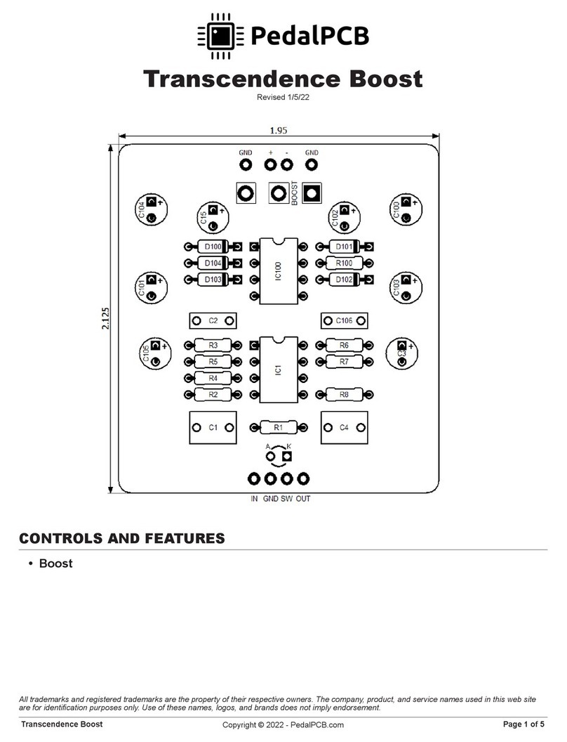 PedalPCB Transcendence Boost Use and maintenance manual PedalPCB Transcendence Boost Use and maintenance manual