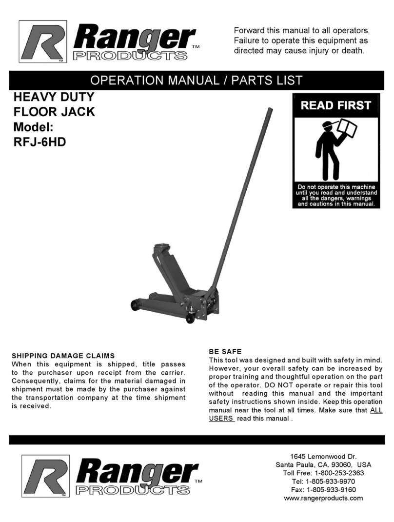 Ranger Products RFJ-6HD Operation manual and parts list Ranger Products RFJ-6HD Operation manual and parts list