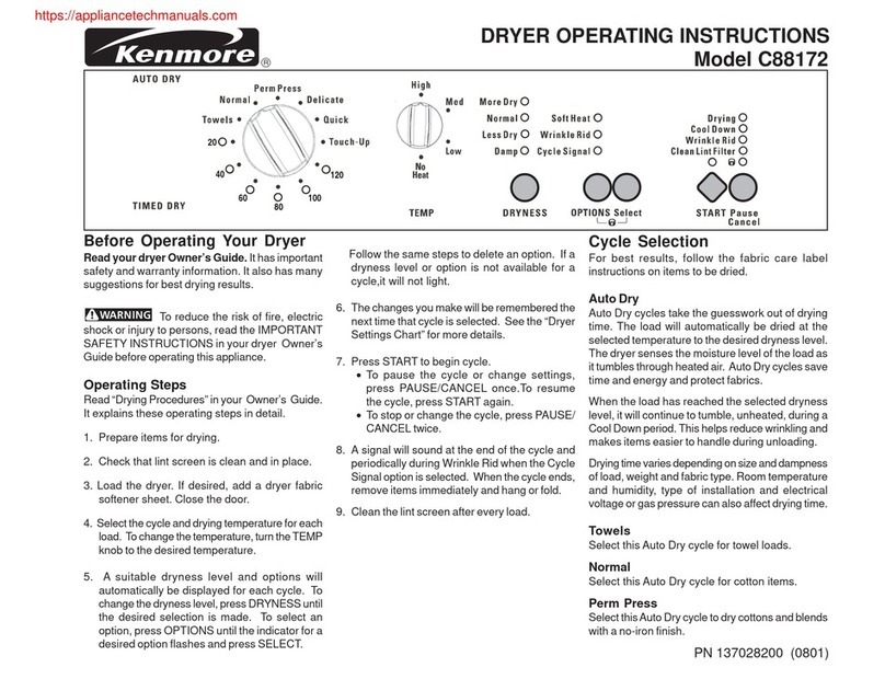 Kenmore C88172 User manual