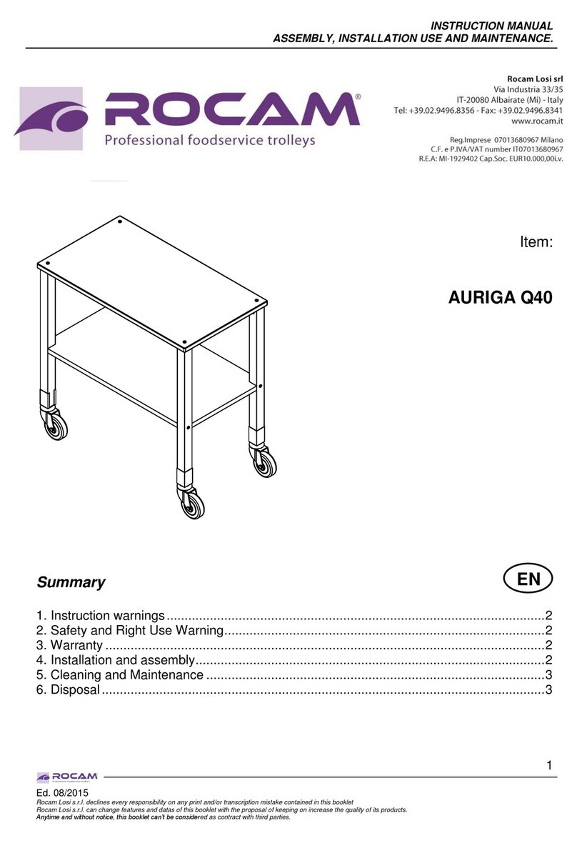 ROCAM AURIGA Q40 INSTRUCTION MANUAL ASSEMBLY, INSTALLATION, USE AND MAINTENANCE