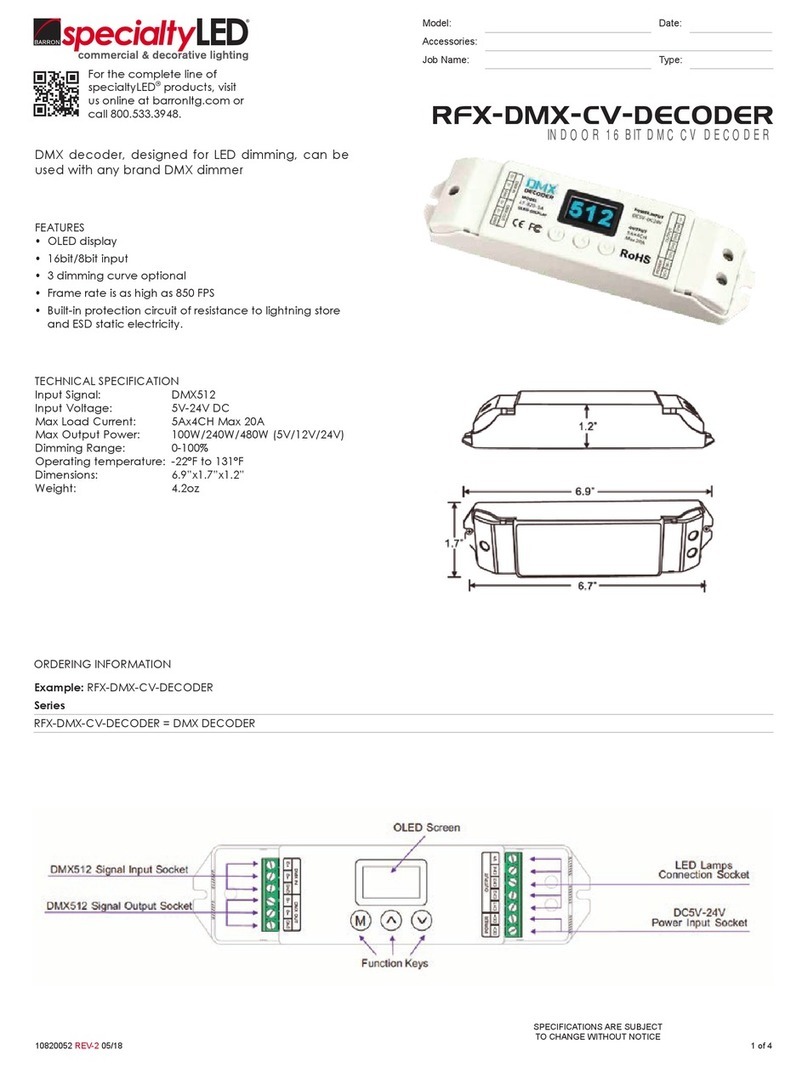 BARRON specialtyLED RFX-DMX-CV-DECODER User manual
