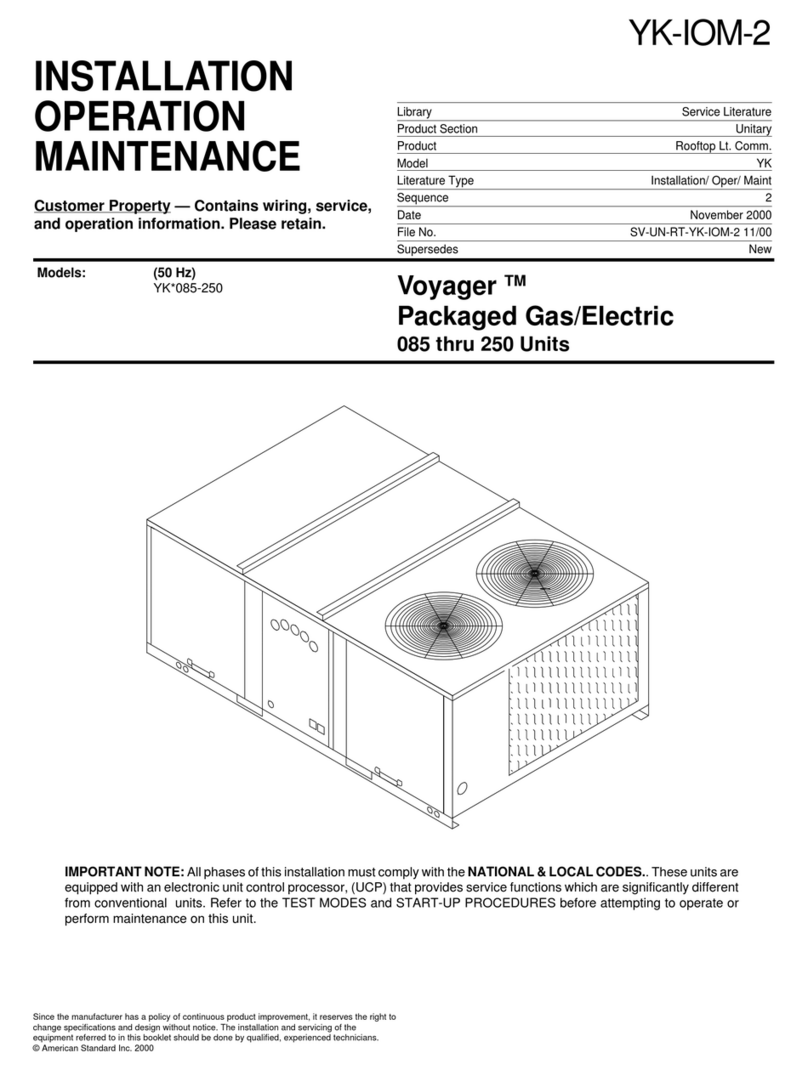 American Standard YK085C Series Installation operation & maintenance
