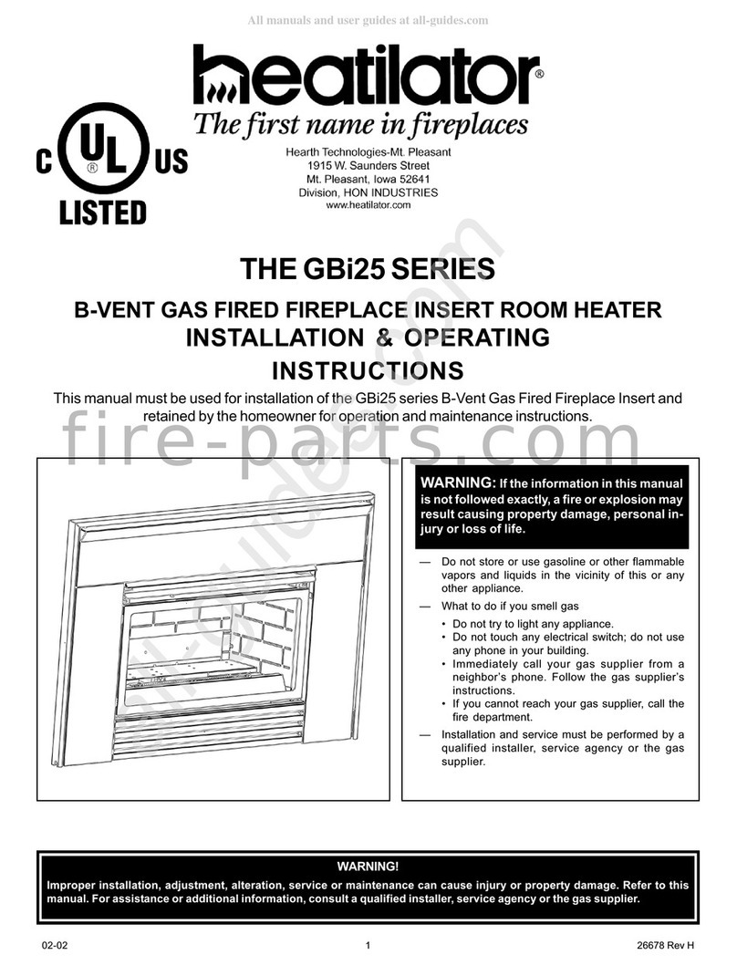 Heatilator GBI25 Series Installation & operating instructions