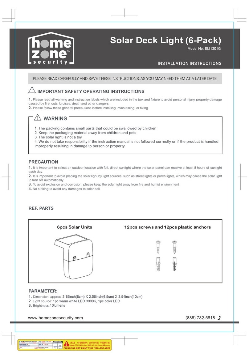 Home Zone Security ELI1301G installation instructions
