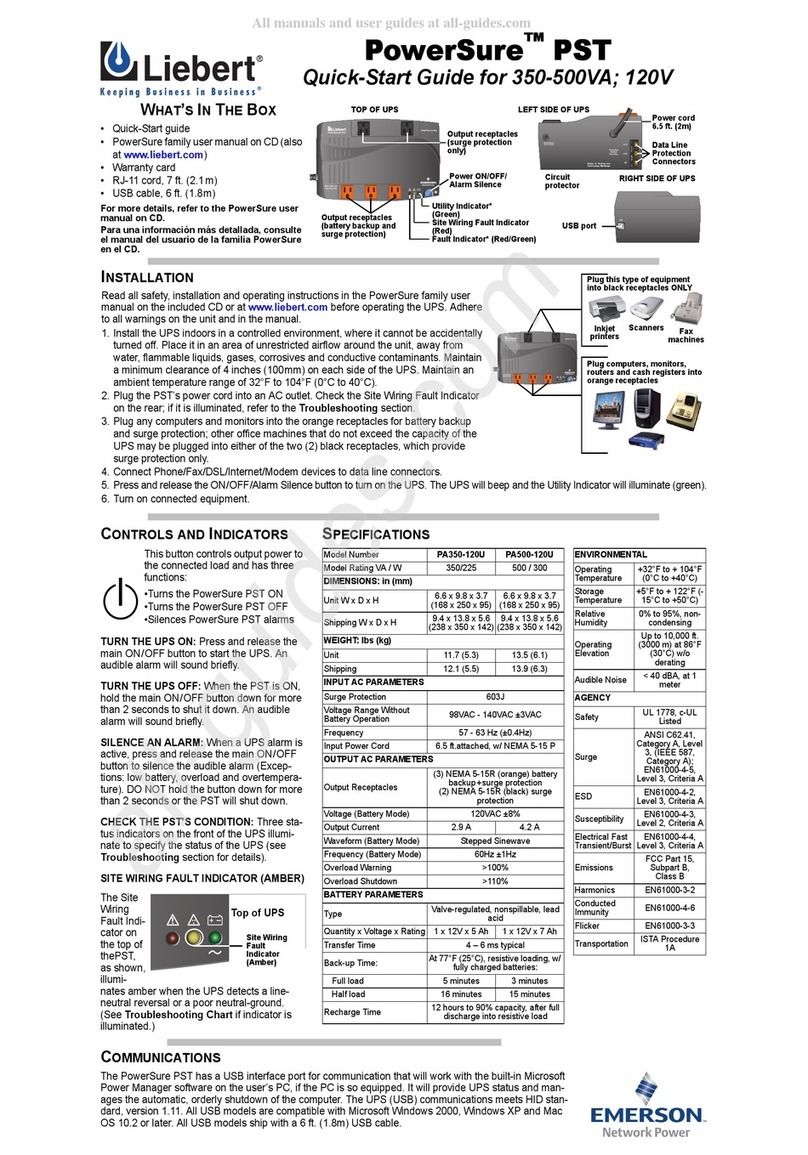 Liebert PowerSure PST quick start guide