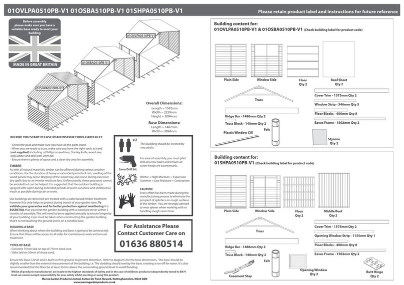 Mercia Garden Products 01OVLPA0510PB-V1 User manual