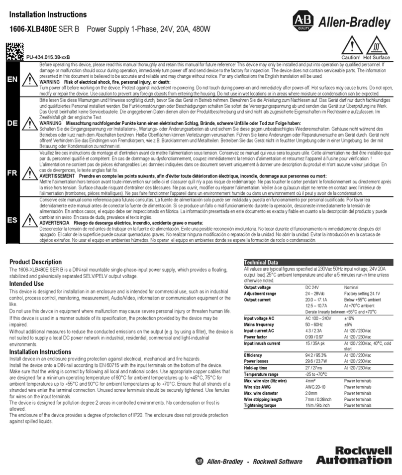 Rockwell Automation Allen-Bradley 1606-XLB480E installation instructions