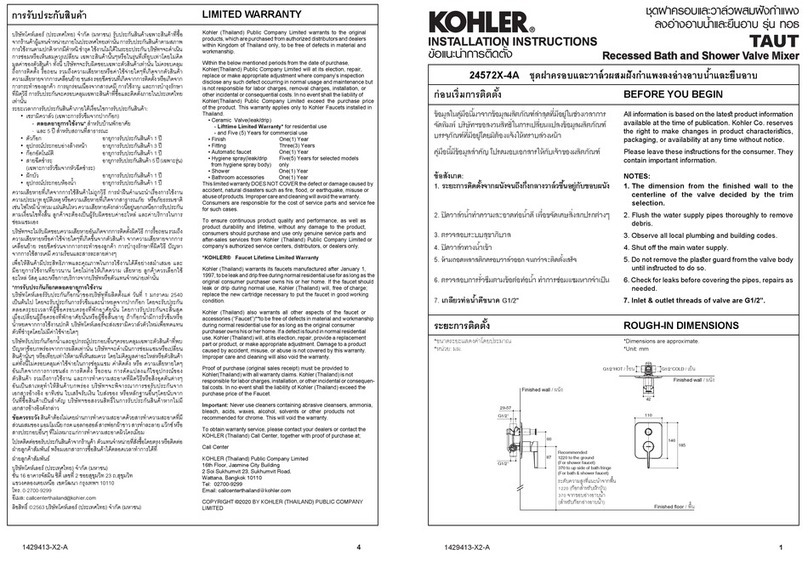 Kohler TAUT 24572X-4A installation instructions Kohler TAUT 24572X-4A installation instructions