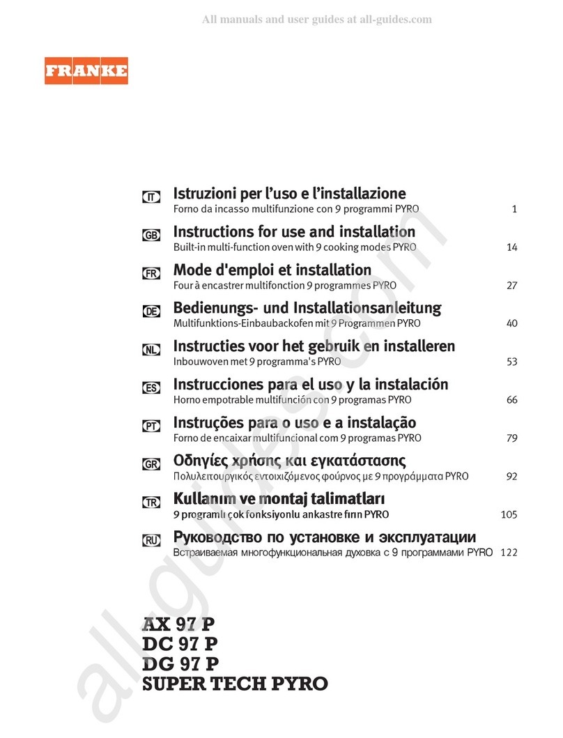 Franke AX97 P Instructions for use and installation Franke AX97 P Instructions for use and installation