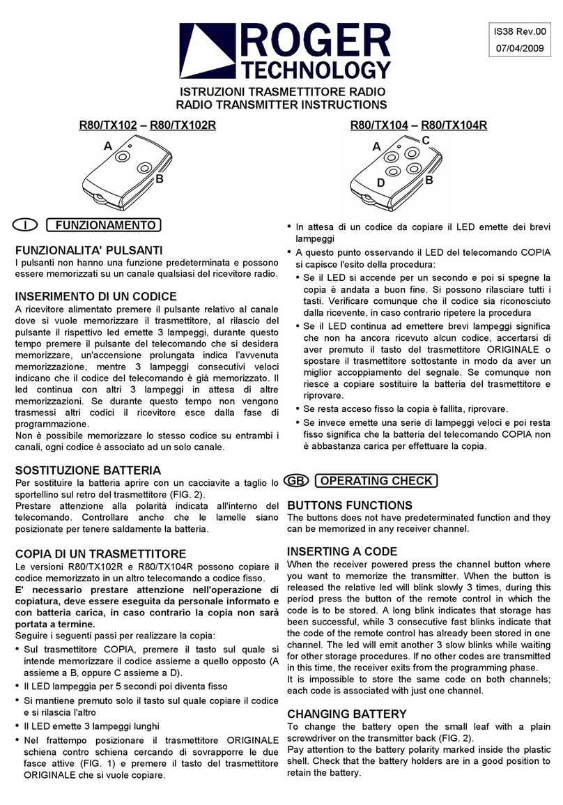 Roger Technology R80/TX102 User manual