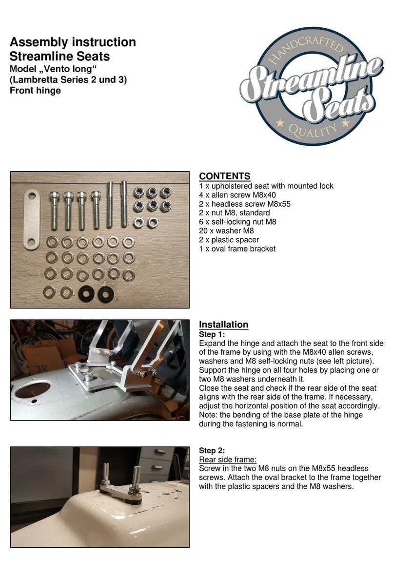 Streamline Seats Vento long Assembly instruction