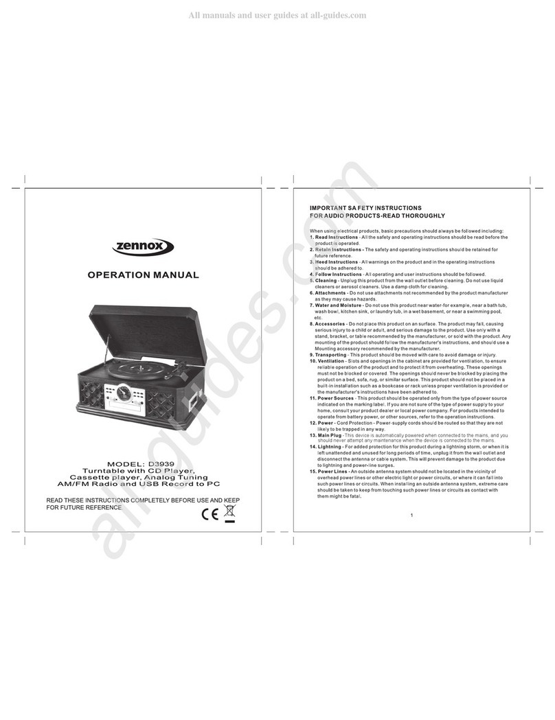 Zennox D3939 Operation manual