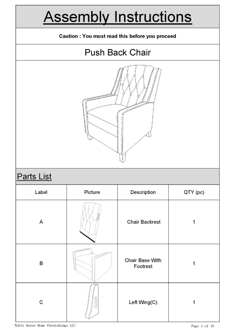 Noble House Home Furnishings Push Back Chair Assembly instructions Noble House Home Furnishings Push Back Chair Assembly instructions