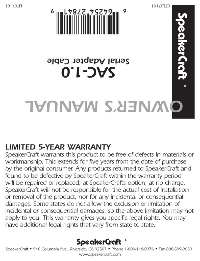SpeakerCraft SAC-1.0 owner's manual