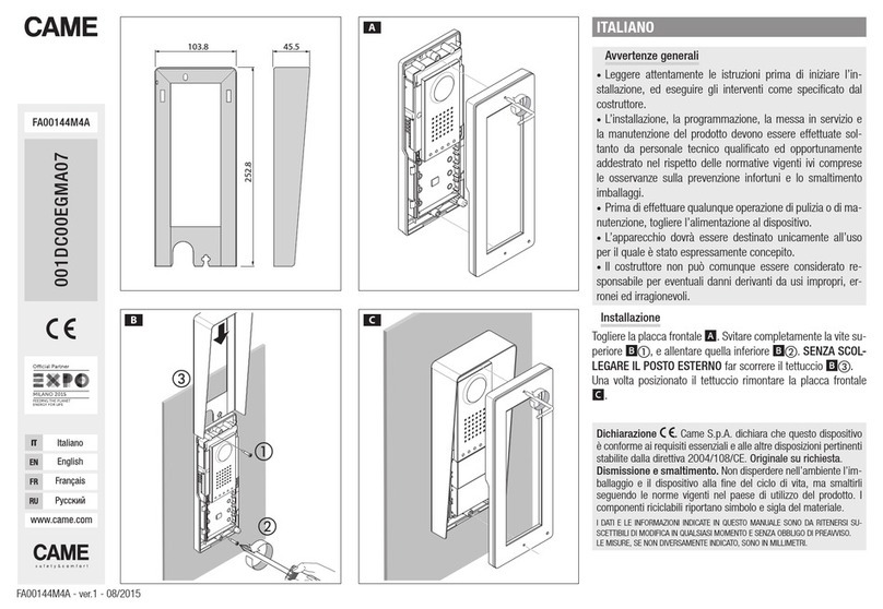 CAME DC00EGMA07 quick start guide