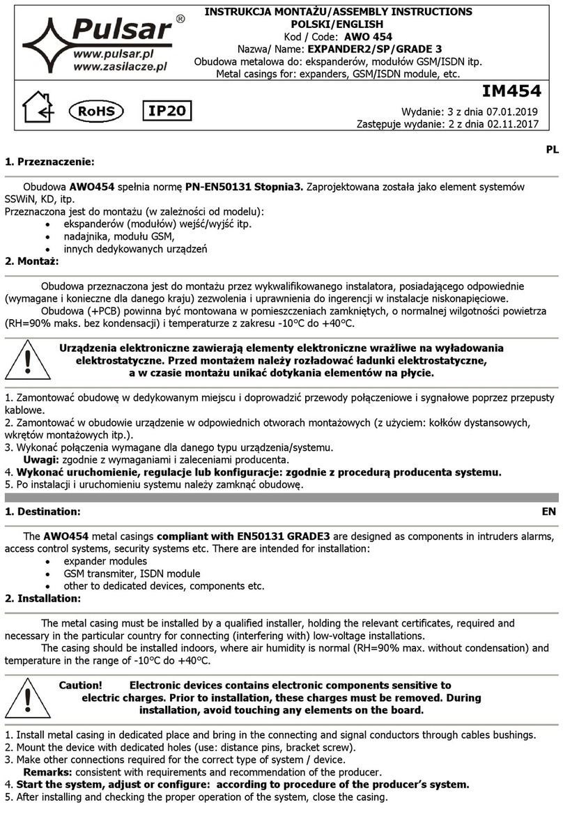 Pulsar AWO 454 User manual Pulsar AWO 454 User manual