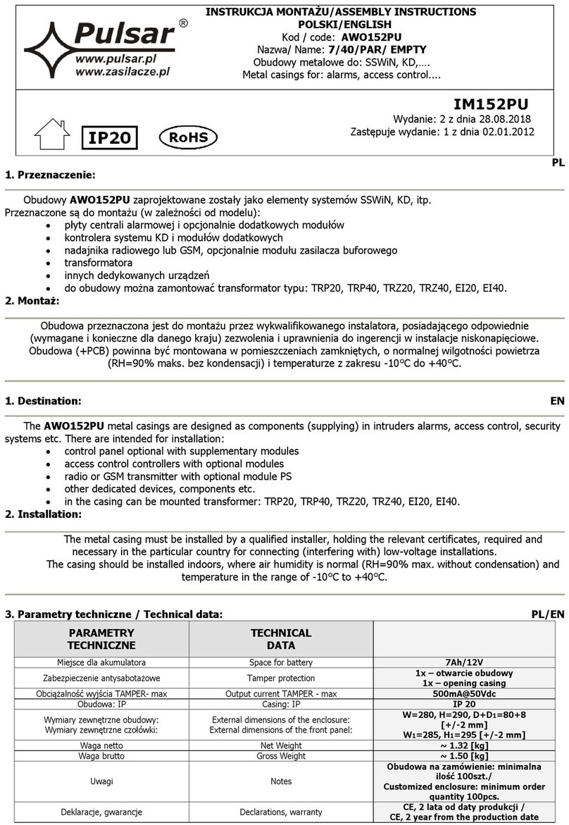 Pulsar AWO152PU User manual