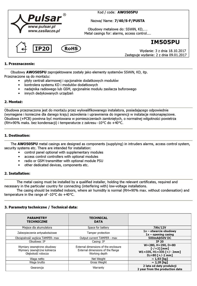 Pulsar AWO505PU quick start guide
