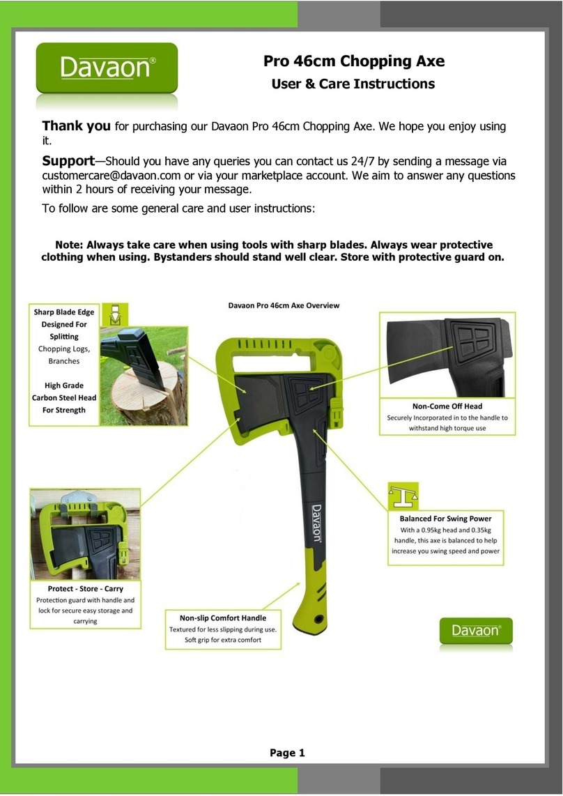 Davaon Pro 46cm Chopping Axe USER and CARE INSTRUCTIONS