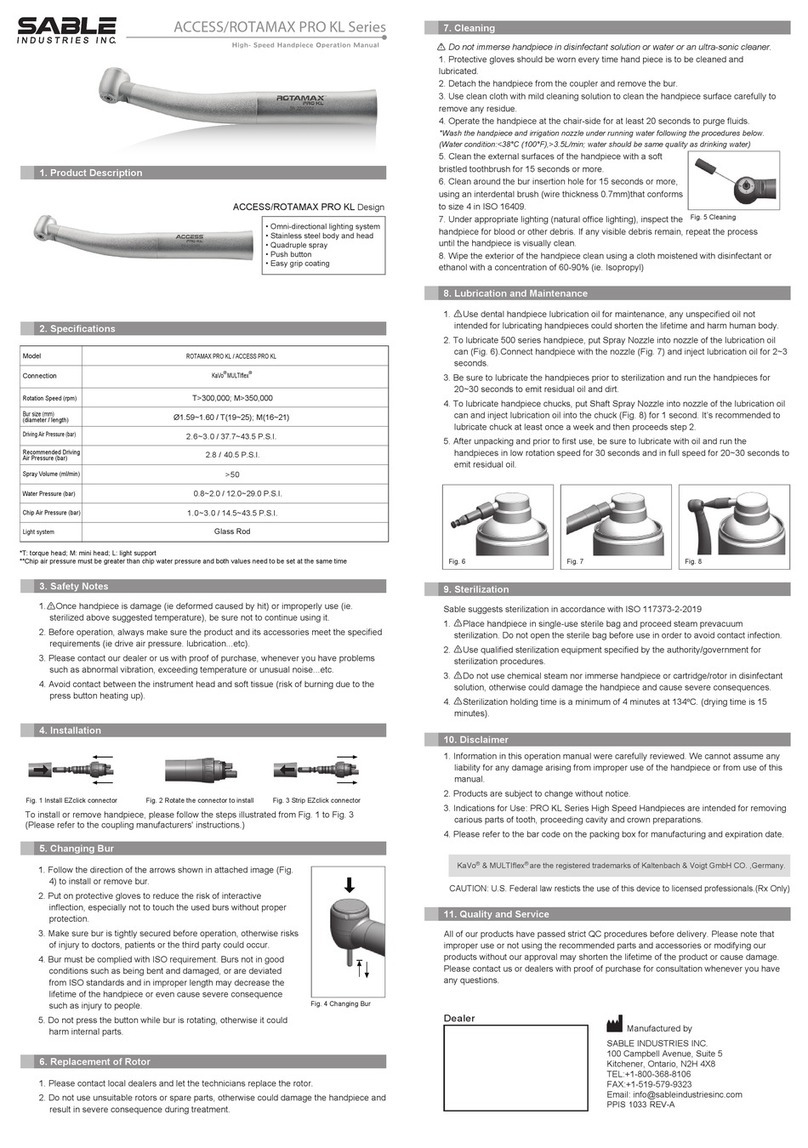 Sable ROTAMAX PRO KL Series Operation manual