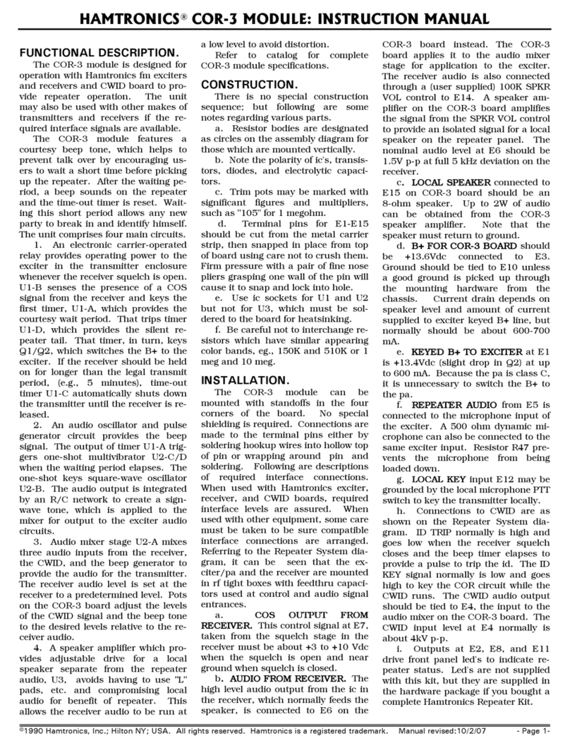 HAMTRONICS COR-3 instruction manual