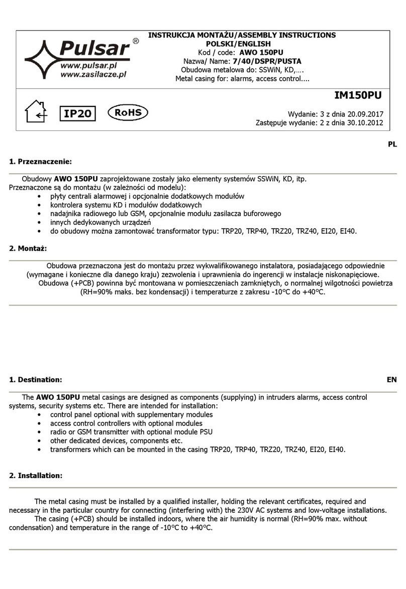 Pulsar AWO 150PU Assembly instructions Pulsar AWO 150PU Assembly instructions