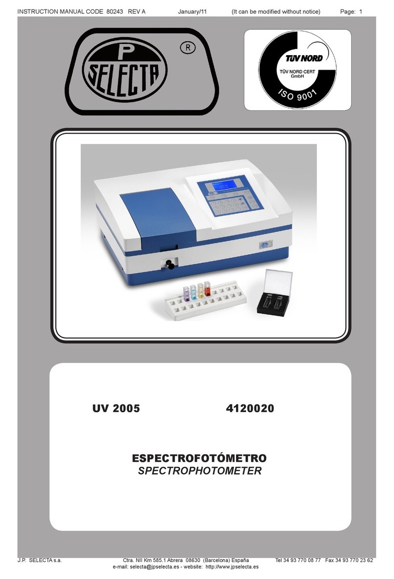 J.P. SELECTA UV 2005 User manual