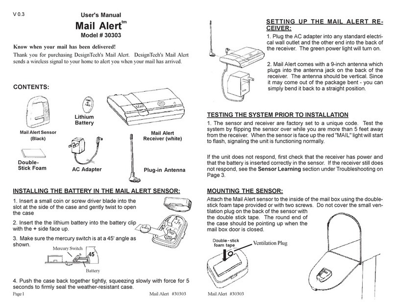 DesignTech Mail Alert 30303 user manual