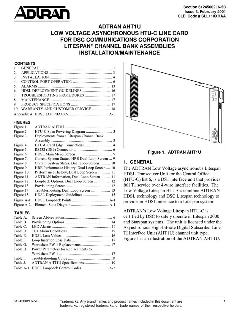 ADTRAN AHT1U Maintenance and service guide