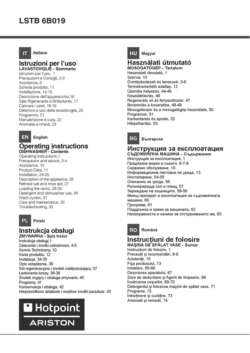 Hotpoint Ariston LSTB 6B019 operating instructions
