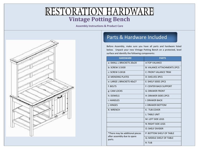 Restoration Hardware Vintage Potting Bench Assembly instructions Restoration Hardware Vintage Potting Bench Assembly instructions