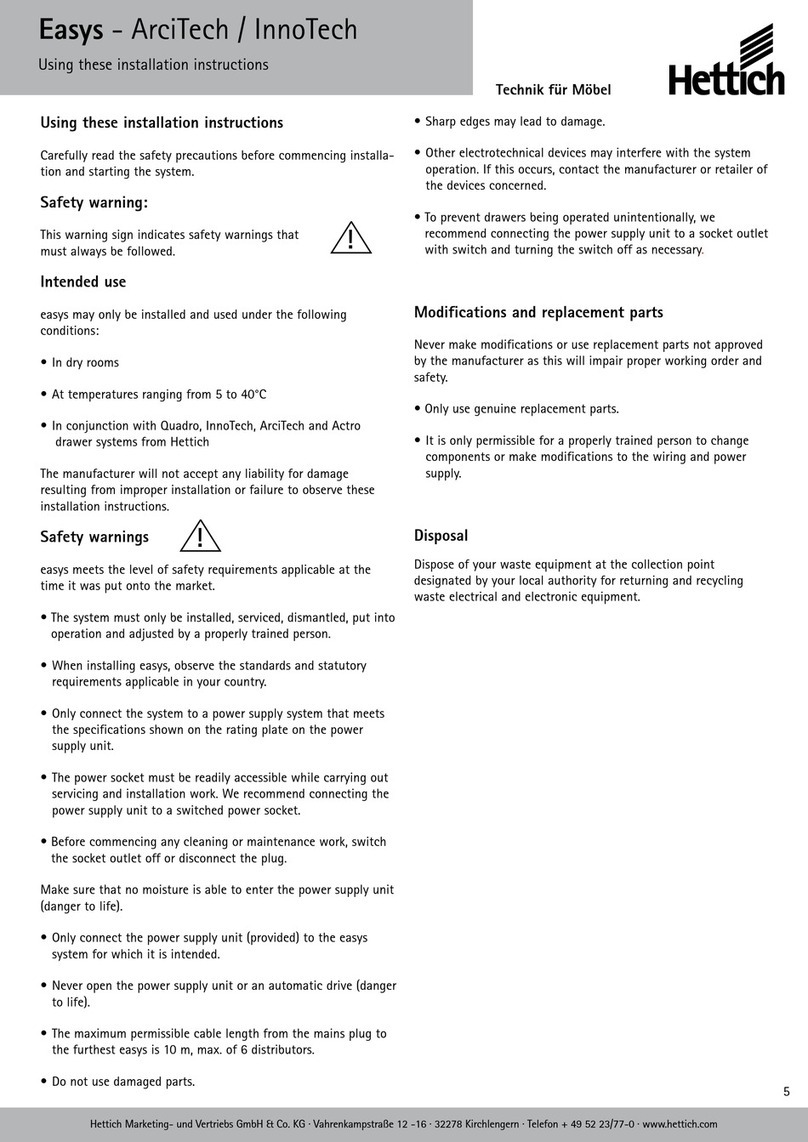 Hettich Easys ArciTech User manual