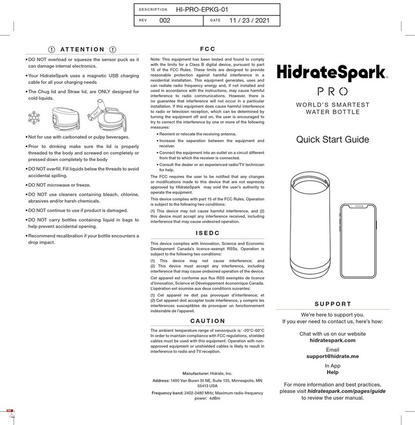 HidrateSpark Pro quick start guide