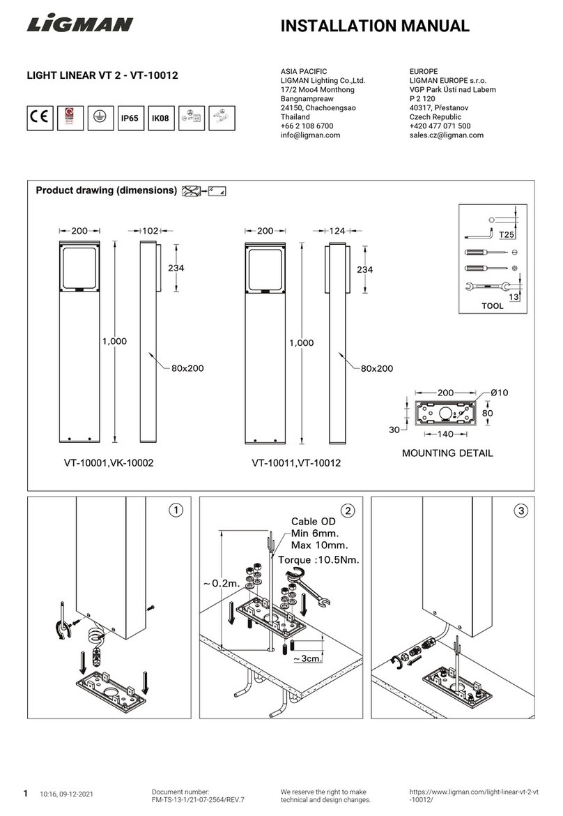 LIGMAN LIGHT LINEAR VT 2 installation manual