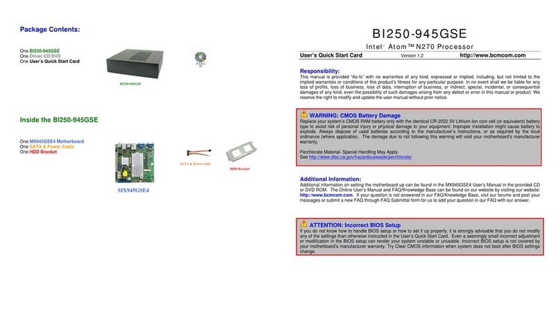 BCM BI250-945GSE User's quick start card