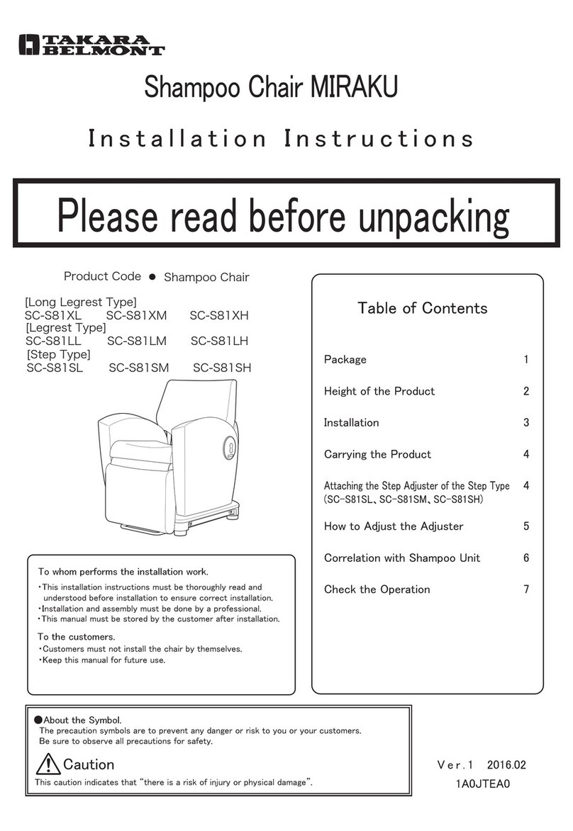 Takara Belmont MIRAKU SC-S81XL installation instructions Takara Belmont MIRAKU SC-S81XL installation instructions